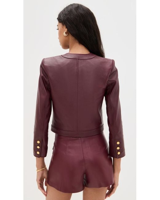 L'Agence Brown Deidra Collarless Leather Jacket