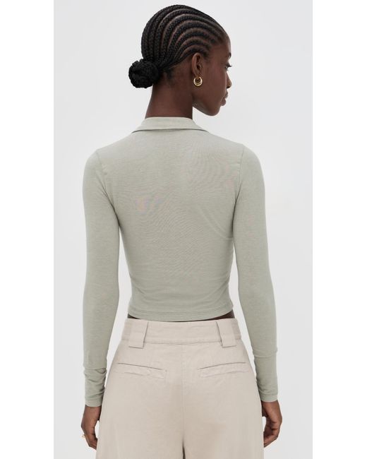 James Perse Multicolor Cropped Long Sleeve Half Zip