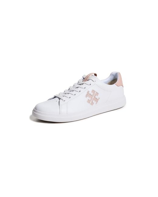 Tory Burch White Howell Court Sneakers With Double T