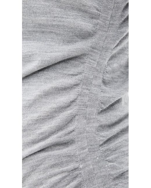 Theory White Shirred Henley Top
