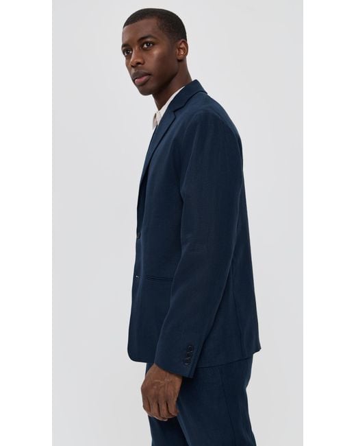 NN07 Blue Timo Linen Blazer for men