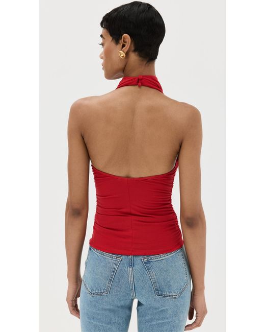 Reformation Red Enzo Knit Top Liptick