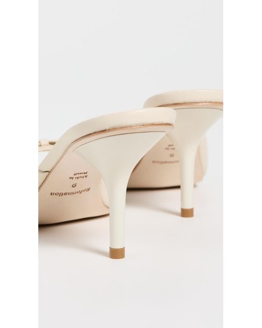 Reformation White Clementine Heeled Mule Sandals