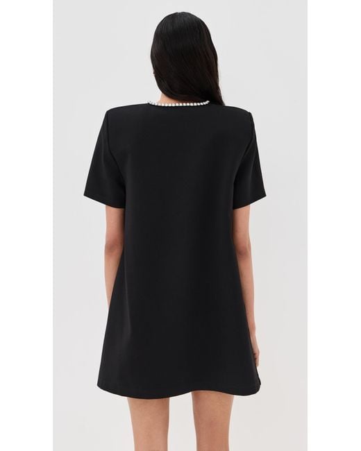 Area Black Crystal Bow V-Neck T-Shirt Dress