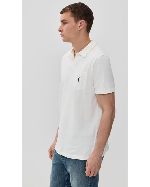 Polo Ralph Lauren Cotton Linen Johnny Collar Polo in White