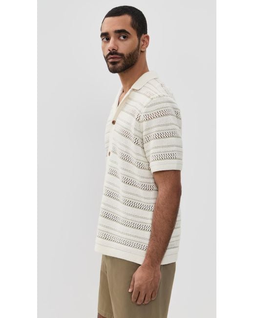 Marine Layer Natural Open Knit Button Down Sweater for men