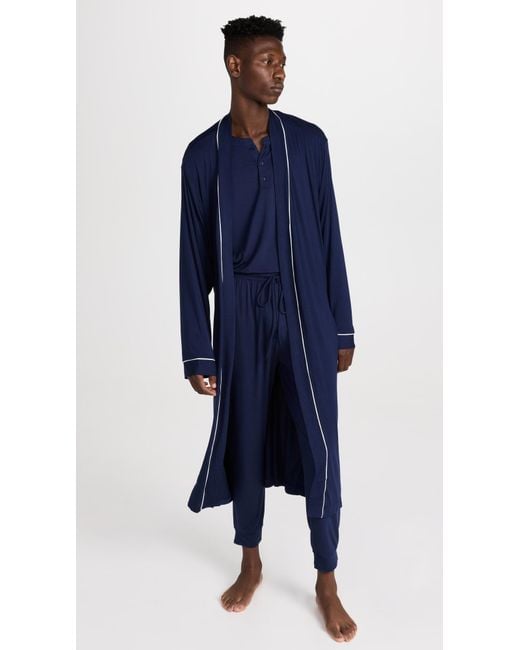 Eberjey Blue William Modal Robe for men