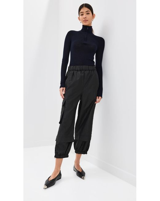 Tibi Black Crispy Nylon Pull On Joggers