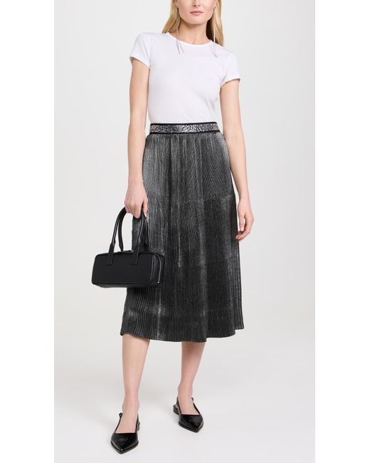 Le Superbe Black Foil Pleated Skirt