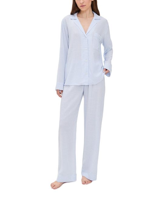 Eberjey White Nautico Long Pajama Set