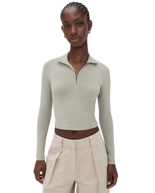 James Perse Multicolor Cropped Long Sleeve Half Zip