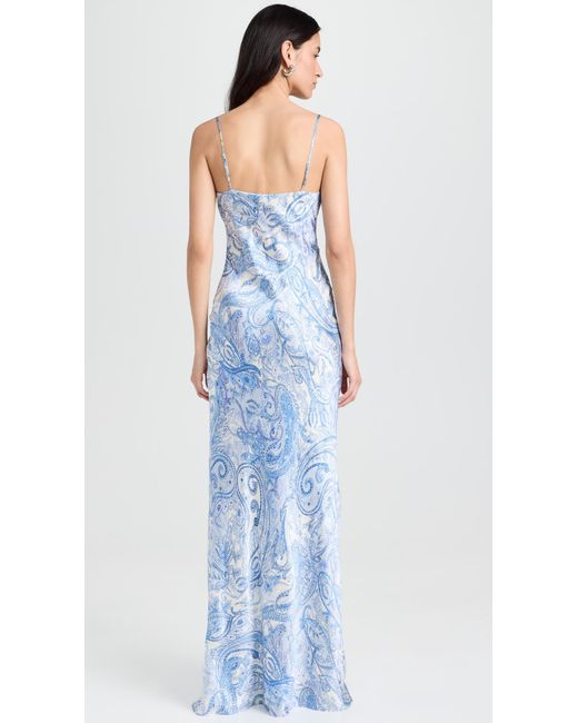 L'Agence Blue Serita Silk Slip Dress
