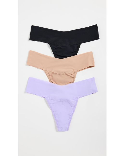 Hanky Panky Blue Breathe Natural Rie Thong 3 Pack Black/taupe/witeria