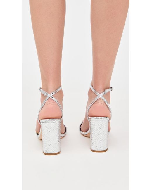 Loeffler Randall White Malia Curved Heel Simple Sandals With Ankle Wrap