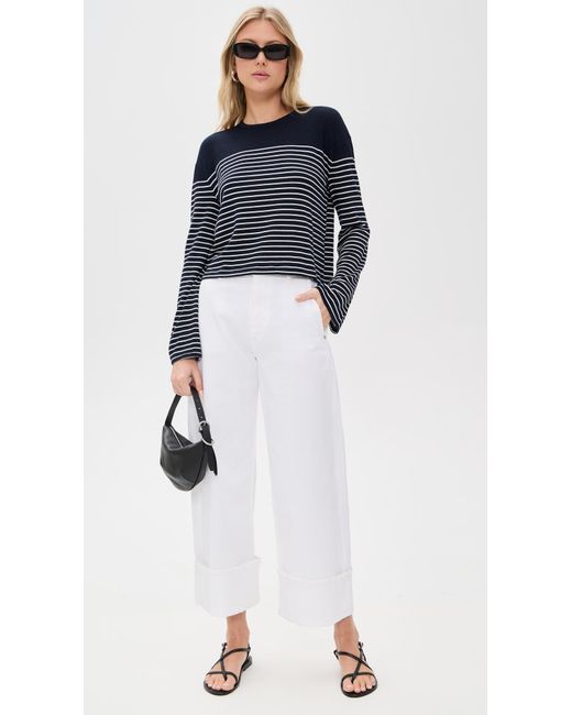 Rag & Bone Blue The Knit Stripe Boxy Long Sleeve Tee