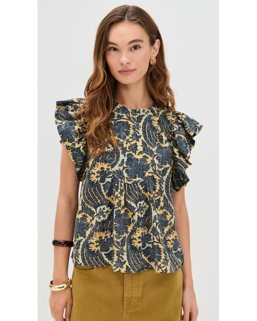 Ulla Johnson Black Sienna Flutter Sleeve Top