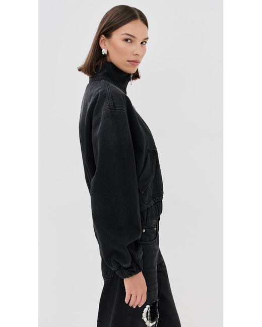 Area Black Crystal Chain Cutout Bomber Jacket