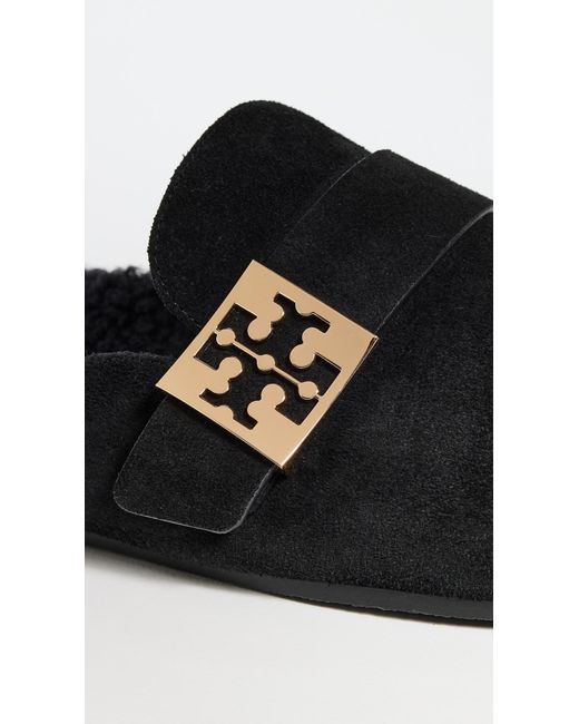 Tory Burch Black Mellow Shearling Mules
