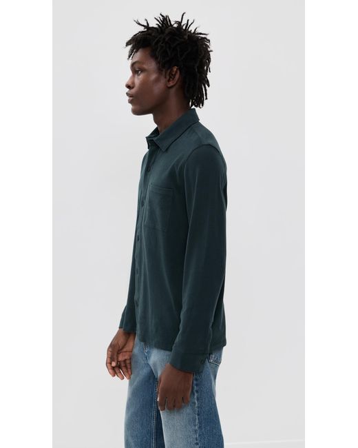 Vince Blue Sueded Jersey Button Down for men