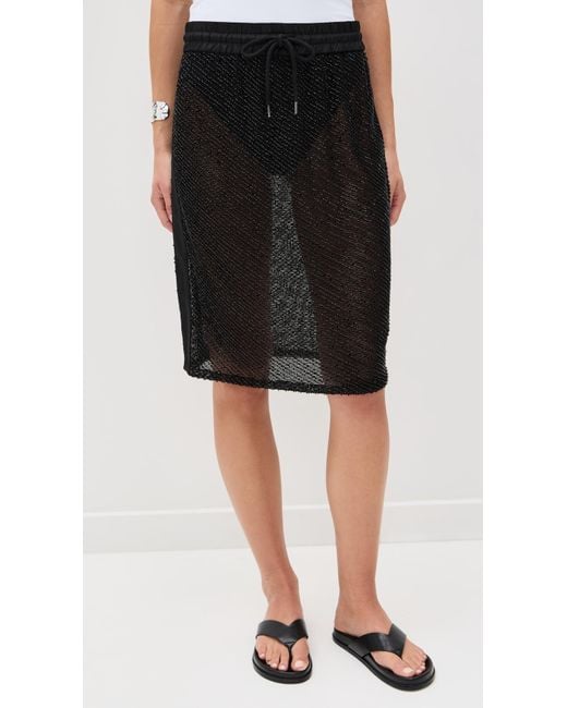 St. Agni Black Glass Beaded Mesh Skirt