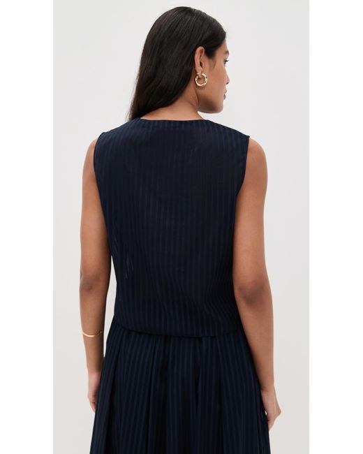 Theory Blue Sleeveless Button Down Shell