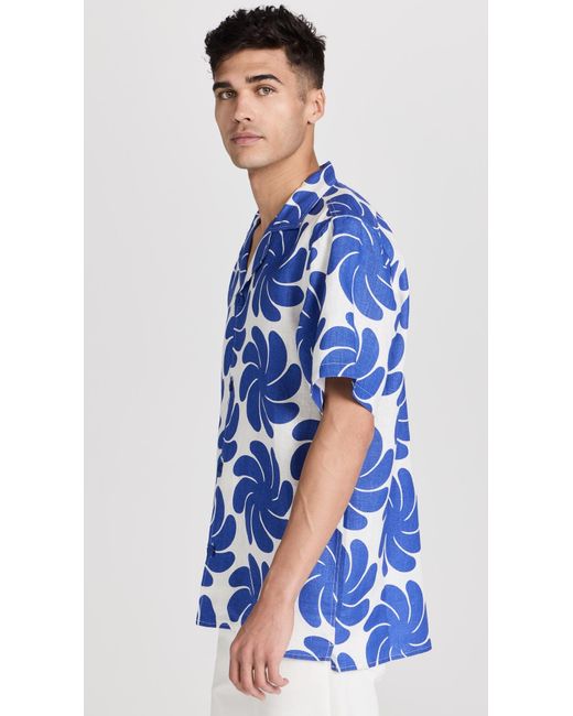 Oas Blue Cuba Linen Shirt for men