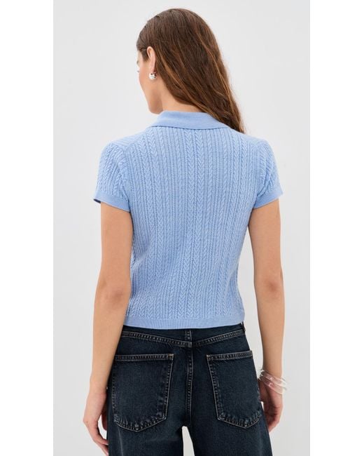 GOOD AMERICAN Blue The Micro Cable Polo