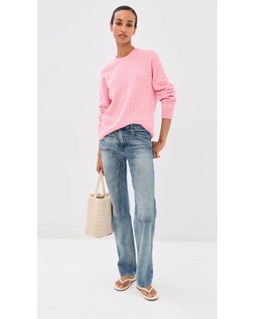 &Daughter Pink Wool Cable Knit Pullover