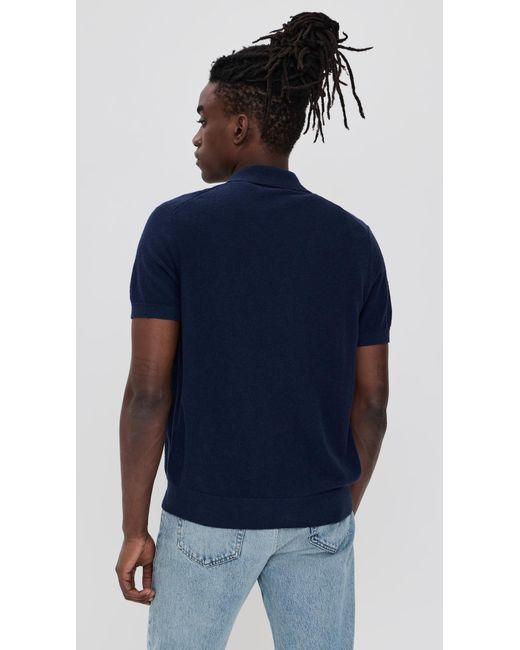 Club Monaco Blue Boucle Camp Collar Sweater for men