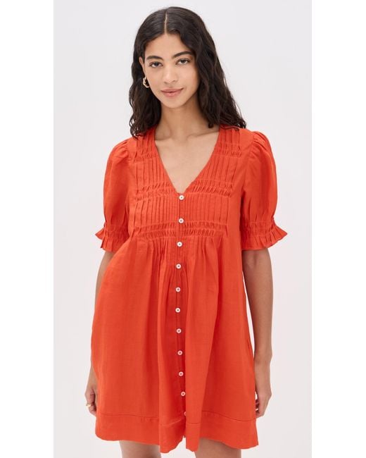 Sea Red Zora Solid Button Down Dress
