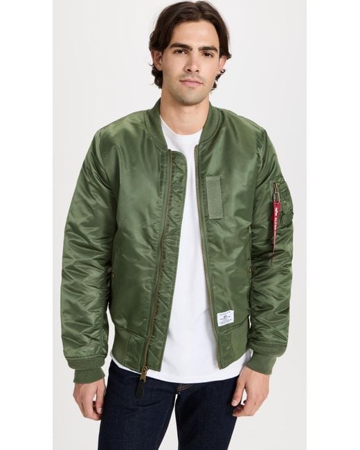Alpha Industries Green Ma-1 Mod Bomber Flight Jacket for men