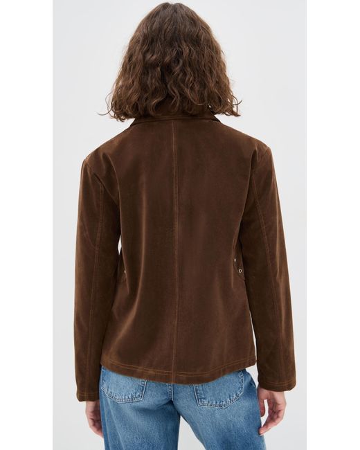 Avec Les Filles Brown Cropped Faux Suede Barn Jacket