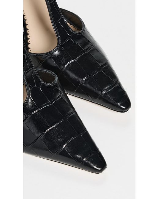 Cinq À Sept Black Clara Croco T Strap Pumps