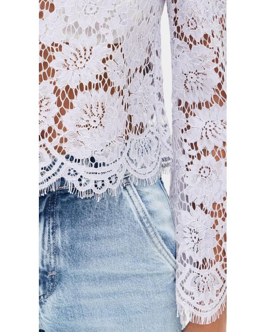 Self-Portrait White Lace Fluted Sleeve Top