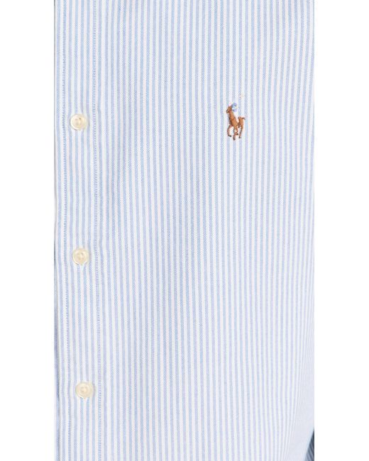 Polo Ralph Lauren White Classic Fit Striped Oxford Shirt for men