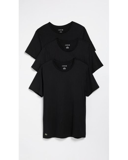 Lacoste Black Cotton Undershirt Crew Tee 3 Pack for men
