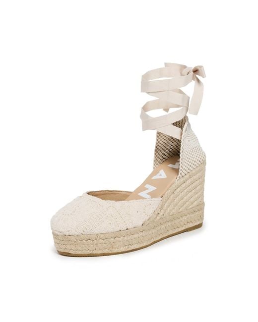Manebí White Wedge Crochet Espadrilles