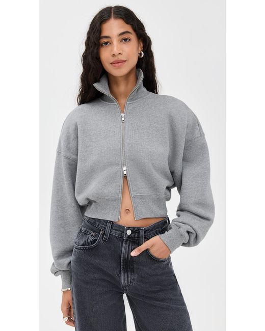 Agolde Gray Darby Zip Up Sweatshirt
