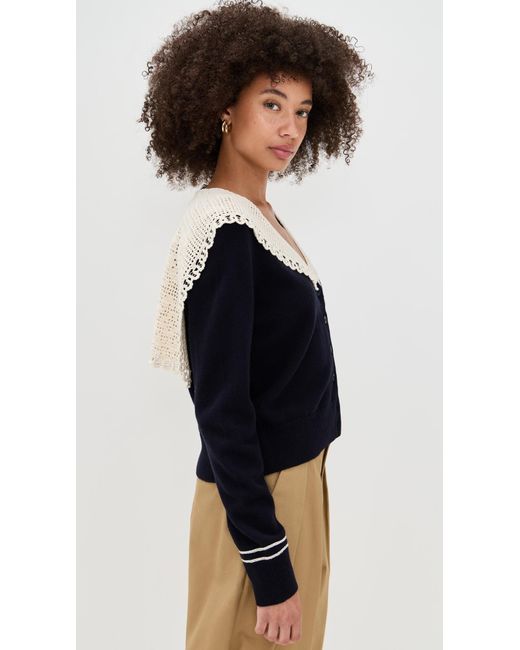Sea Black Marie Knit Embroidery Cardigan
