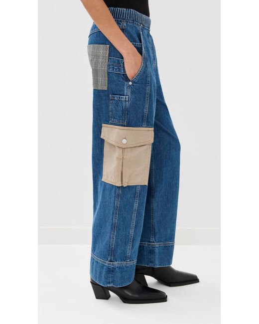 3.1 Phillip Lim Blue Denim Patchwork Pull On Jeans