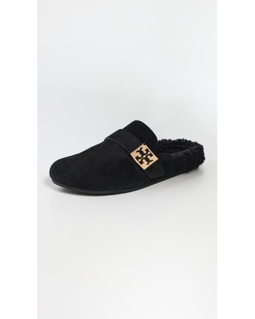Tory Burch Black Mellow Shearling Mules