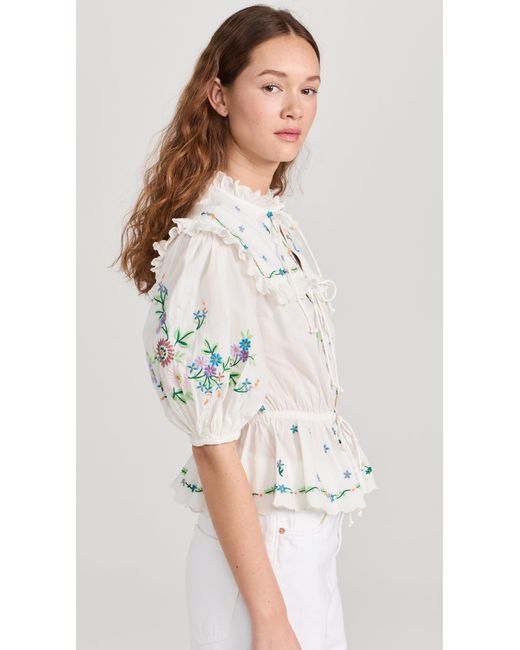 ALEMAIS Lola floral-embroidered shirt - Green