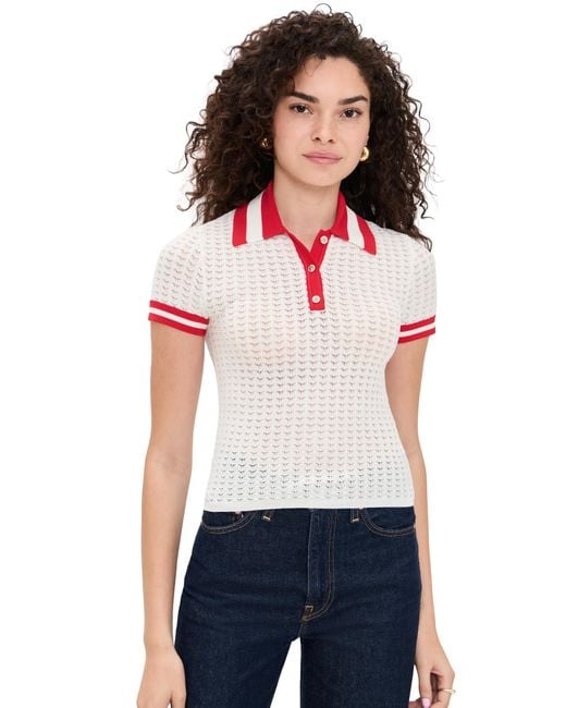 Alice + Olivia White Martha Pointelle Polo
