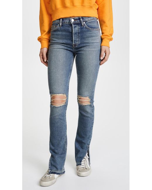 High Rise Split Skinny Jeans 