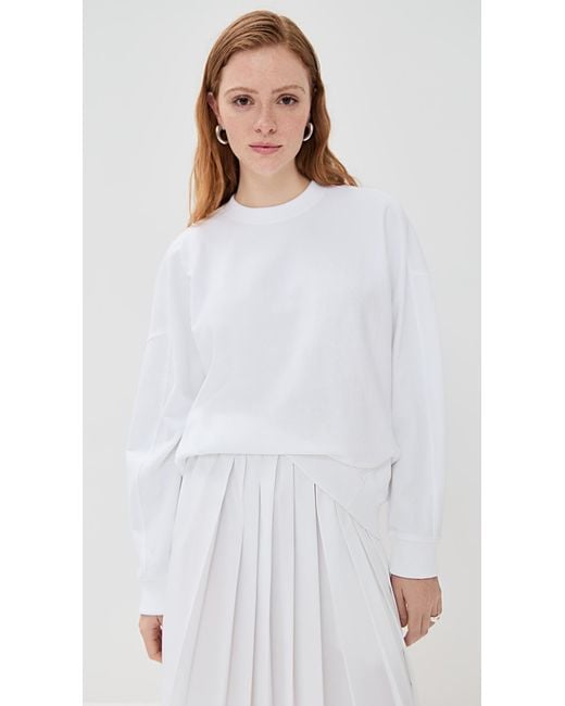 Tibi White Lightweight Crew Neck Sweatshirt