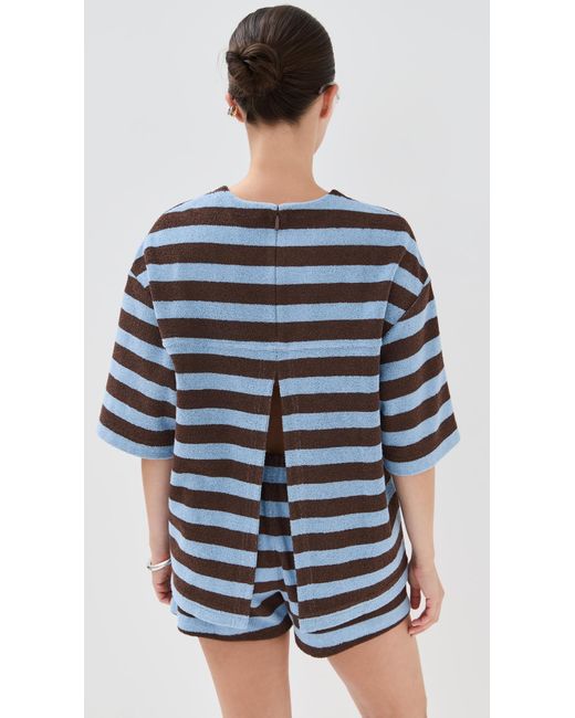 Tibi Blue Bonded Dry Loop Terry Easy Tee