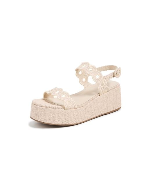 Larroude White Florence Broderie Flatforms