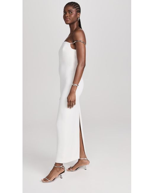 Brandon Maxwell White Off The Shoulder Slip Dress With Silver Hardware