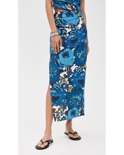 Sir Blue Camellia Midi Skirt