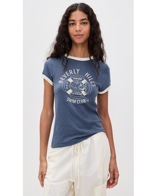 Re/done Blue 60S Slim Ringer Tee